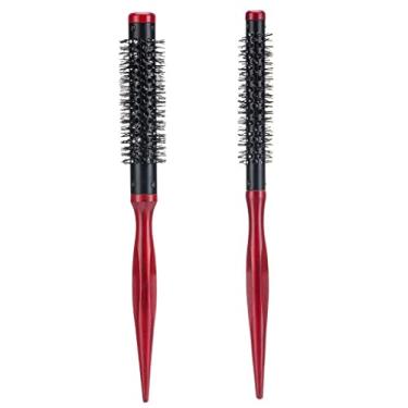 Imagem de barenx 2 peças/conjunto de mini escovas de cabelo redondas pequenas cerdas de nylon resistentes ao calor, cabelo curto, secagem, penteadeira, rolo de cabelo, 15 mm, 12 mm