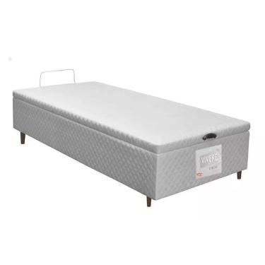 Imagem de Cama Box Baú Solteiro Mh1439 Bordado White (88x188x35) - Herval
