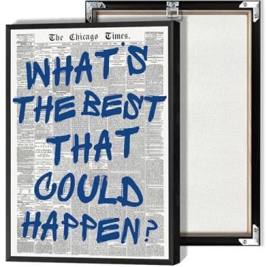 Imagem de What'S The Best That Could Happen Prints Retro Pink Canvas Wall Art Inspirational Posters for Living Room Room Home Wall Decor 30 x 40 cm sem moldura