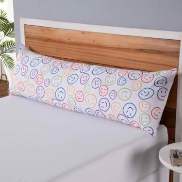 Imagem de Capa para Travesseiro em Tecido Micropercal, 100% Poliéster, 146x46cm, com Zíper, Duas Opções de Estampas (Smile)