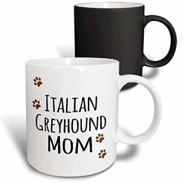 Imagem de 3dRose Italian Greyhound Dog Mom - Cachorro por raça - impressões de patas marrons amor amante de cachorro orgulhoso dono de animal de estimação mamãe 325 ml caneca mágica transformadora