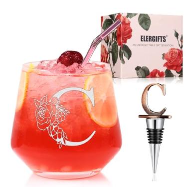 Imagem de Presentes personalizados para mulheres, monograma A-Z taça de vinho presente personalizado, presentes exclusivos de aniversário de casamento para mulheres, sua mãe, amiga, irmã, esposa, filha