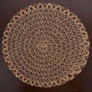 Imagem de Jogo americano redondo de tecido, conjunto de 4 tapetes de mesa trançados boêmios, casa de fazenda, rústico, de juta rústica, resistentes ao calor, para mesa de jantar, festa de casamento, cozinha