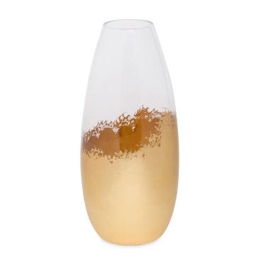 Imagem de Vaso Decorativo em Vidro com Detalhe Dourado 33cm 22069 Mart