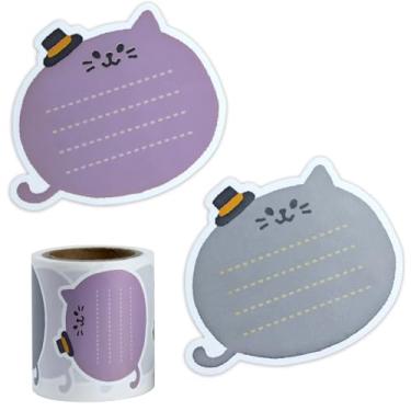 Imagem de Adesivos de vedação fofos em forma de gato de 6 cm, 2 rolos, à prova d'água, feitos à mão, à prova de adulteração, etiquetas de selos autoadesivos para potes de embrulho, caixas de panificação