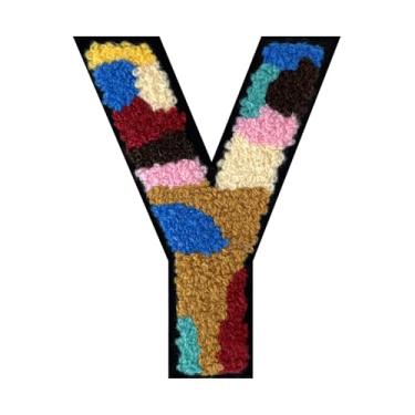 Imagem de 1 PÇ Patch de letra de chenille de ferro de camuflagem de 11,4 cm – Remendos do alfabeto para roupas, jaquetas, mochilas, chapéus para decoração personalizada, nome personalizado e artesanato. (Y)