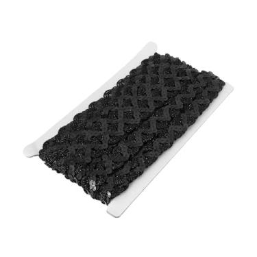 Imagem de Create idea 1 fita decorativa com glitter, fita decorativa brilhante, fitas de lantejoulas de 13 m, adequadas para costura faça você mesmo, artesanato, roupas, decoração de vestido (preto)