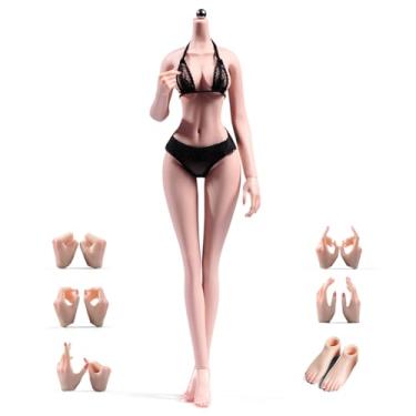 Imagem de RoofWorld Corpo feminino em escala 1/6, 30,5 cm, super flexível, pele pálida, maquiagem, corpo com pés destacáveis, esqueleto de aço inoxidável, boneco de ação de soldado em miniatura