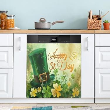 Imagem de ATTX Feliz Dia de São Patrício capa magnética para lava-louças, 58,4 cm C x 66 cm A decoração da capa da máquina de lavar louça, decalques de armário doméstico eletrodomésticos adesivos #186