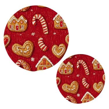 Imagem de Blueangle 2 peças de suporte de panela de biscoito de gengibre - conjunto de pegadores de panela de tecido redondo - almofadas quentes trançadas de algodão - porta-copos - tapetes de mesa para