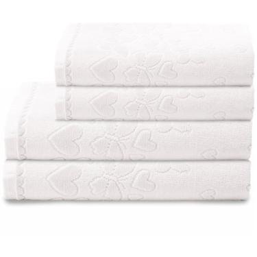 Imagem de Kit Jogo de Toalhas Dohler 4 Peças Banhão e Rosto Romance 100% Algodão
