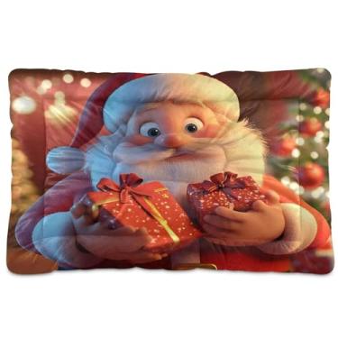 Imagem de SEHANY Cama de Natal para cães de Papai Noel, cama de gato com fundo antiderrapante, cama de canil, colchão macio para animais de estimação, lavável para cães pequenos, médios e grandes, gatos, 91 x