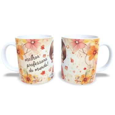 Imagem de Caneca de Cerâmica 325ml Dia dos Professores, Design Floral com Ilustração, Presente para Professora (14095)