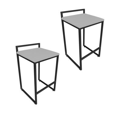 Imagem de CONJUNTO 02 BANQUETAS PIETRA SUEDE CINZA
