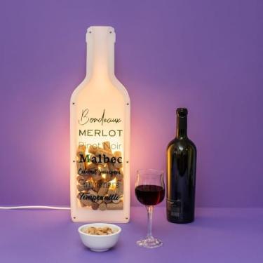 Imagem de Luminária Porta Rolhas Wine Time Decorativa com Iluminação LED – Porta Rolhas Iluminado para Decoração, Presente Criativo