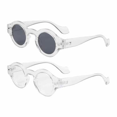 Imagem de HARFINGTON Óculos de sol para mulheres, homens, óculos de proteção para dirigir, fazer compras e tirar fotos, Transparente e transparente, normal