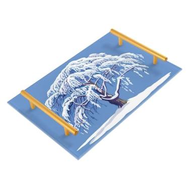 Imagem de Wassud Bandeja de banheiro de salgueiro com neve, bandejas acrílicas de perfume, alça para maquiagem, cômoda, quarto, cozinha, mesa, 30 x 20 cm