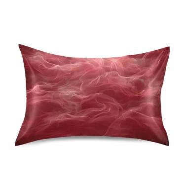 Imagem de Fronha de almofada de seda para pele e cabelo, extra macia, resistente a rugas e desbotamento com fecho de envelope (tamanho padrão, 101,6 x 50,8 cm) | Fundo vermelho