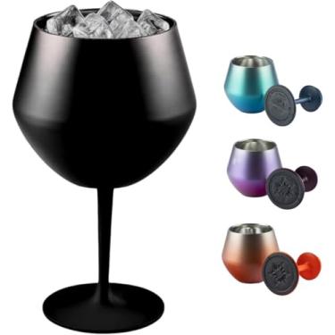 Imagem de Taça Térmica Inox 2 em 1 Vinho Gin Drinks Cerveja 414ml Copo Térmico Haste Removível Aço Inoxidável Conserva Bebidas Geladas Isolamento Térmico Parede Dupla Cocktail Coquetel (PRETA)