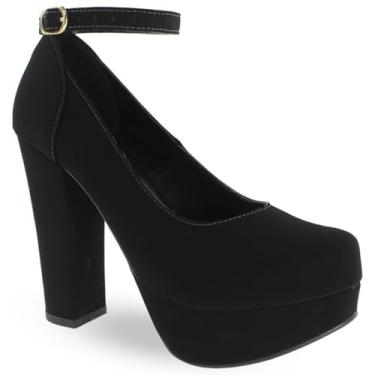 Imagem de Sapato Boneca Meia Pata Salto Grosso Feminino M22 Cor:Preto;Tamanho:39