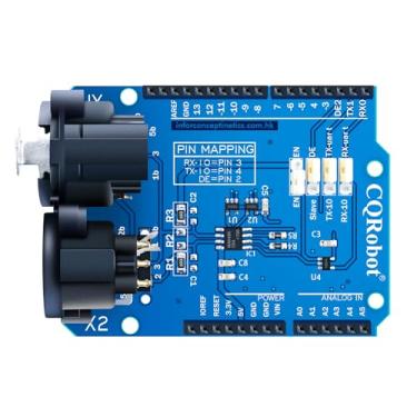 Imagem de CQRobot DMX Shield MAX485 compatível com placa Arduino (RDM capaz), dispositivo em rede DMX512, capacidade de gerenciamento de dispositivos com controle remoto LED/música, mestre DMX estendido.