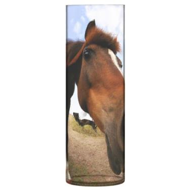 Imagem de JUZIHAI Vaso de cavalo com foto olho de peixe para flores 9,9 cm x 30 cm Cilindro de plástico moderno vaso de flores para centro de mesa de casamento decoração de casa