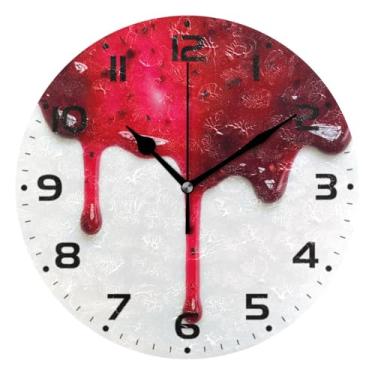 Imagem de JUZIHAI Relógio de parede com molho de frutas, silencioso, redondo, sem tique-taque, operado por bateria, fácil de ler, relógio decorativo de parede para casa, cozinha, sala de estar, quarto