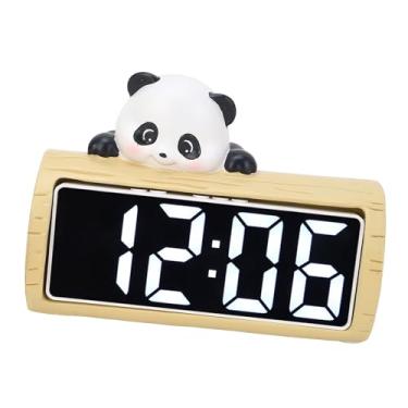 Imagem de Despertador Digital Inovador Desenho Animado Panda Relógio de Mesa Ornamento para Quarto Escritório, Despertador Led Pequeno Adorável Panda Multifuncional Eletrônico Mesa (Cáqui)