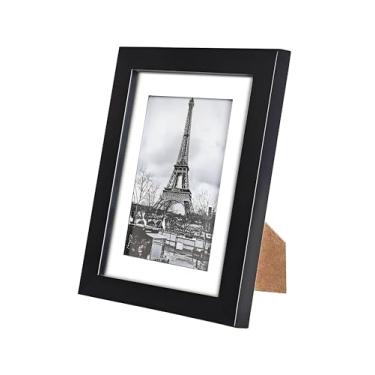 Imagem de Porta-retrato 10 x 15 cm, exiba imagens de 9 x 12 cm com tapete ou 10 x 15 cm sem tapete, moldura para pendurar na parede, preta