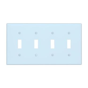 Imagem de Aqua/Teal 4 Gang Quadriciclo Interruptor de Luz Decorativo Elétrico Decorativo Quádruplo Dispositivo Interruptor Face Placa de Parede Sem Parafusos