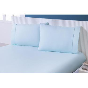 Imagem de Jogo De Lençol 4 Peças Queen 40Cm Altura 100% Alg Verde-Água - MRR CON