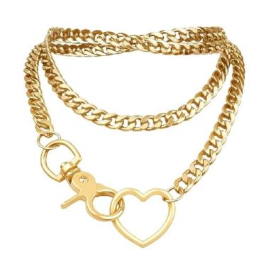 Imagem de Corrente deslizante arco-íris grosso para mulheres, corrente de coração, gargantilha em camadas, gótico, punk, grunge, joias de declaração, presentes de amizade, presentes de Natal para mulheres