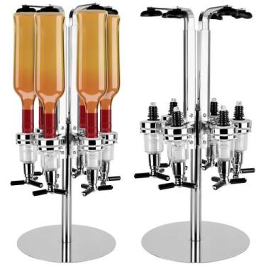 Imagem de Dispenser Porta Bebidas Giratório com Dosador  Suporte para 6 Garrafas