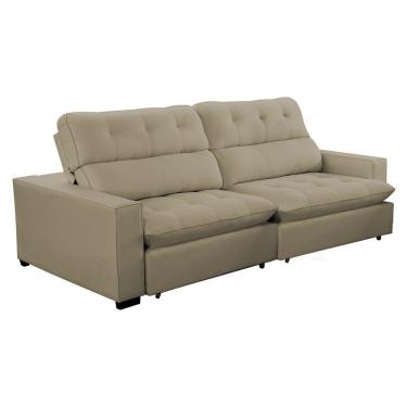 Imagem de Sofá 2 Lugares 2,70m Retrátil Reclinável Veludo Andreia Lansofbr Capuccino