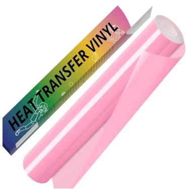 Imagem de Rolo de vinil rosa HTV - 30,5 cm x 3 m rosa bebê ferro em vinil para todas as máquinas de corte, rolos de vinil de transferência de calor para camisetas - Fácil de cortar e remover ervas daninhas para