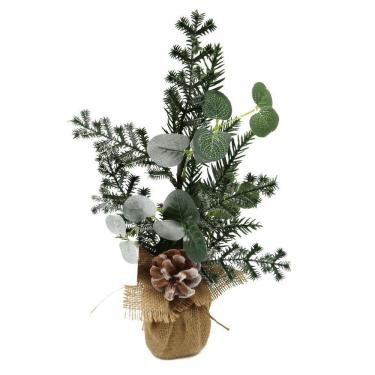 Imagem de Arranjo Enfeite De Mesa Rústico Natal Folhagens E Pinha Natural 37cm - Magizi