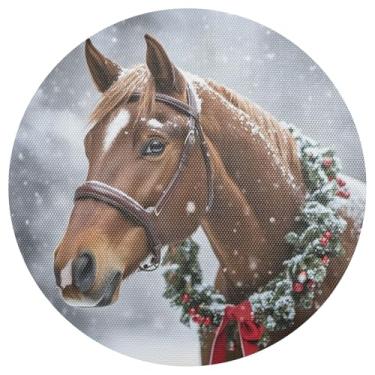 Imagem de Conjunto de 1 tapete de mesa de cavalo nevado, à prova de calor, 38 cm, jogo americano redondo de PVC, para mesa de jantar, mesa de cozinha