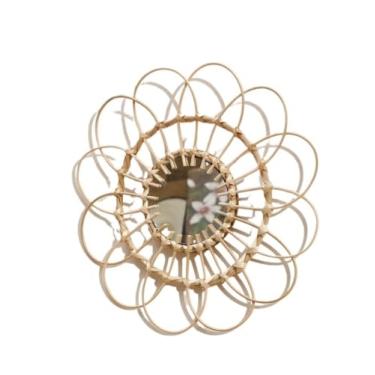 Imagem de Espelho decorativo multiuso pequeno montado na parede estilo rústico espelho de parede redondo criativo simples espelho de parede para sala de estar espelho de maquiagem montado na parede para casa