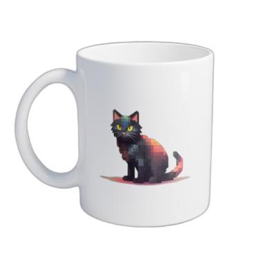 Imagem de Caneca Xícara de Café Porcelana 300ml com Desenho de Gato Preto