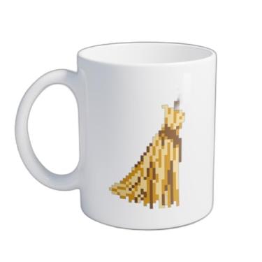 Imagem de Caneca Xícara de Café Porcelana 300ml Desenho Vassoura Estilo Pixel