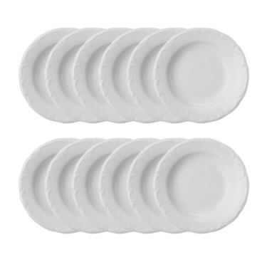 Imagem de Jogo 12 Pratos Fundos Pomerode Brancos 24 cm Porcelana Schmidt