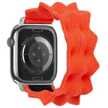Imagem de ULTIMAL Pulseira compatível com Apple Watch série 10 séries 9/8/7/6/5/4/SE/SE2, pulseira elástica trançada de nylon elástico com design de tecido para 42 mm/40 mm/41 mm/38 mm (PP, laranja)