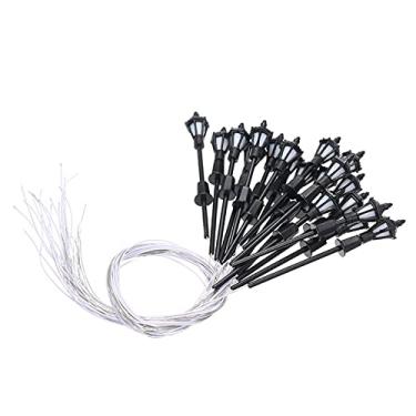 Imagem de Alomejor 20pcs Model Street Lights Layout Railway Licposts Com Fios e Lâmpadas para Cenário de Playground de Jardim (Branco quente e escala 3)