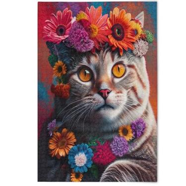 Imagem de Jigsaw 500 Piece Puzzle Adults Flower Animal Print Cute Cat Colorful Floral Fun Art Puzzles Adults Friends Family Game Gifts, 500 Pieces, 20.5" x 14.9"