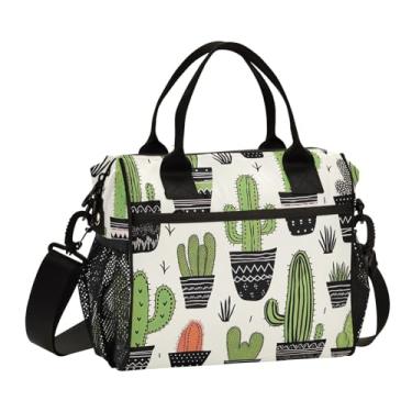 Imagem de GAIGEO Lancheira fofa com pontos geométricos isolada com alças, lancheira com alça de ombro, lancheiras femininas, M