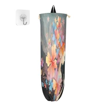 Imagem de Pacote com 2 suportes para sacolas plásticas de borboletas de tule, armazenamento de sacolas de compras de plástico, organizador de armazenamento de plástico para cozinha