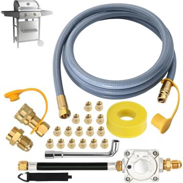 Imagem de Kit de conversão atualizado de propano para gás natural compatível com Weber Genesis, Genesis II, Spirit, Spirit II, converte grelhas de GLP em NG, inclui mangueira, orifícios e regulador de gás