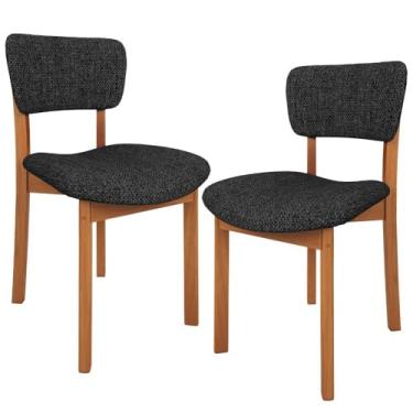 Imagem de Kit 02 Cadeiras Para Sala de Jantar Cozinha Living Estofada Dara L02 Linho Chumbo - Lyam Decor