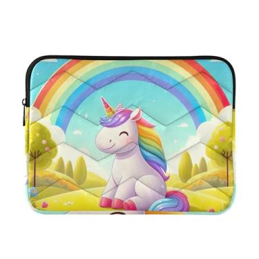 Imagem de Capa para laptop de unicórnio arco-íris fina e leve, bolsa de transporte durável para tablet de viagem para trabalho, capa feminina, de 13 a 14 polegadas