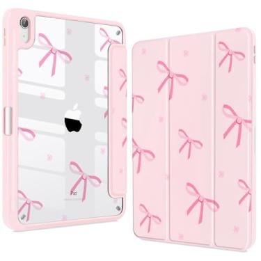 Imagem de Teryeefi Capa para iPad mini 7 2024 A17 Pro, capa para iPad mini 6ª geração 2021 de 8,3 polegadas com suporte para lápis Auto Wake/Sleep Slim Clear Back Shell (laço rosa)